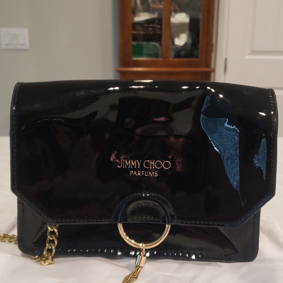 Jimmy Choo Black Patent Leather Bag with Gold Accents Size Small - Picture 1 of 8